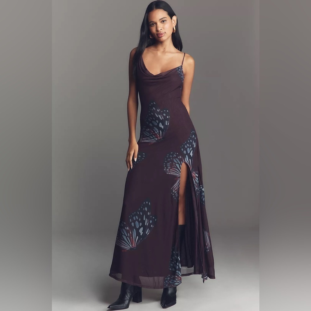NWT! Anthropologie SÆMDI Sleeveless Cowl-Neck Mesh Maxi Dress - Size Small ⚽️
